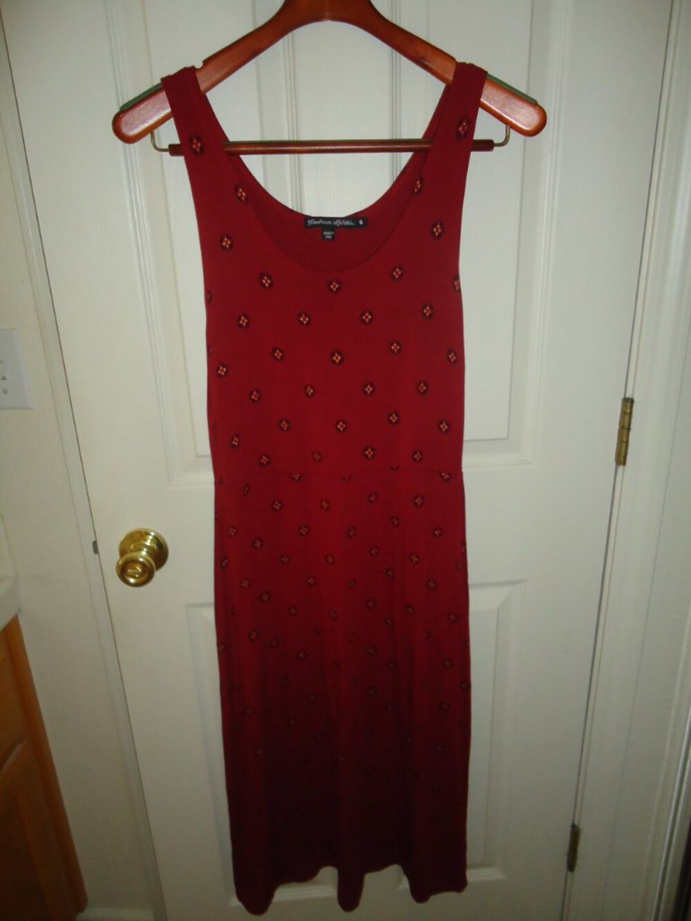 Gudrun Sjoden-Red/Maroon Sleeveless Dress with Pattern- Size Small- Excellent
